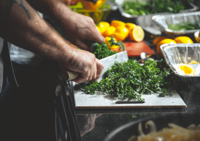 close up of chopping parsley