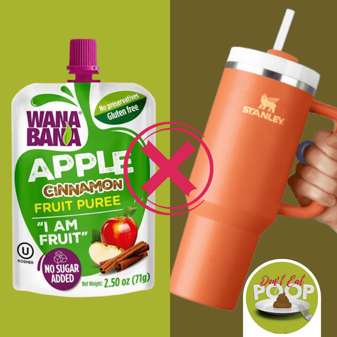 Don't Eat Poop! episode 51: Stanley Cups vs. Cinnamon Applesauce: Which Is More Likely To Give You Lead Poisoning? | featured image
